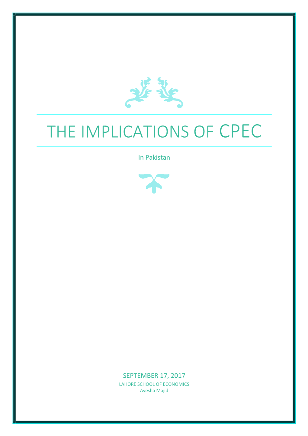 The Implications of Cpec