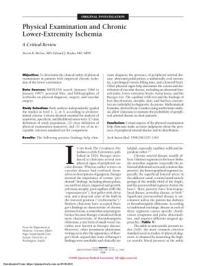 Physical Examination and Chronic Lower-Extremity Ischemia a Critical Review