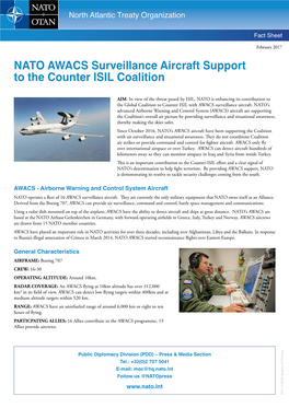 NATO AWACS Surveillance Aircraft Support to the Counter ISIL Coalition