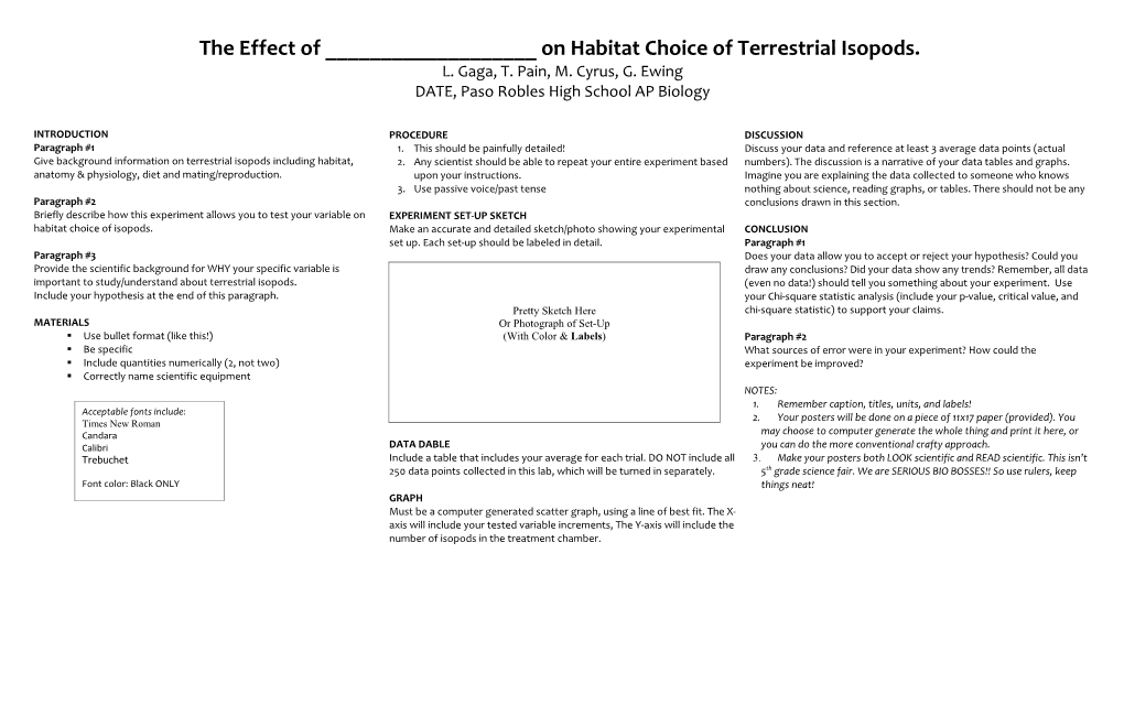 The Effect of ______On Habitat Choice of Terrestrial Isopods