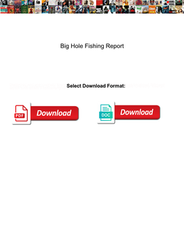Big Hole Fishing Report