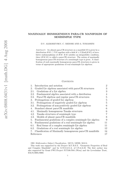 MAXIMALLY HOMOGENEOUS PARA-CR MANIFOLDS of SEMISIMPLE TYPE 3 Structure Can Be Considered As a Tanaka Structure (See [3] and Section 4)