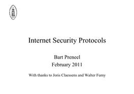 Internet Security Protocols