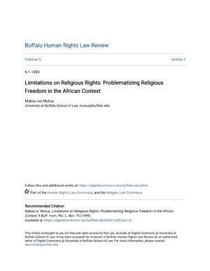 Problematizing Religious Freedom in the African Context