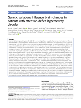 Genetic Variations Influence Brain Changes in Patients with Attention