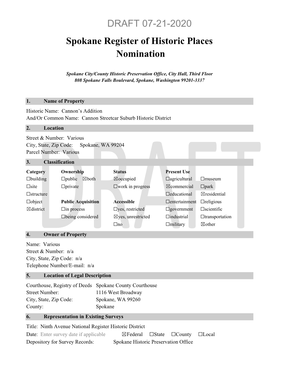 Cannon Streetcar Suburb District Nomination