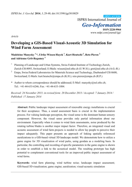 Developing a GIS-Based Visual-Acoustic 3D Simulation for Wind Farm Assessment
