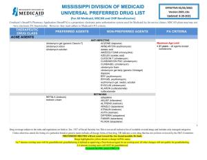 Mississippi Division of Medicaid Universal Preferred Drug List