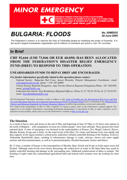 IFRC: Bulgaria Floods- Minor Emergency (20/06/05)