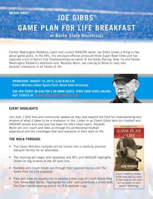 Joe Gibbs' Game Plan for Life Breakfast