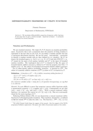 DIFFERENTIABILITY PROPERTIES of UTILITY FUNCTIONS Freddy