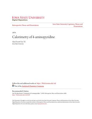 Calorimetry of 4-Aminopyridine Alan Everett Av N Til Iowa State University