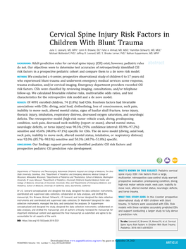 Cervical Spine Injury Risk Factors in Children with Blunt Trauma Julie C