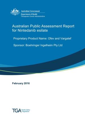 Australian Public Assessment Report for Nintedanib Esilate