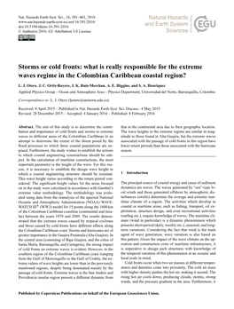 What Is Really Responsible for the Extreme Waves Regime in the Colombian Caribbean Coastal Region?