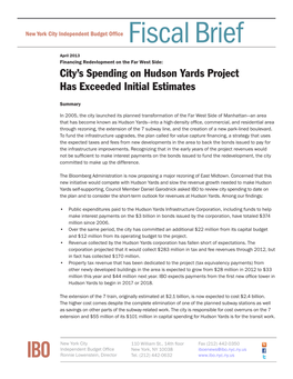 Hudson Yards Project Has Exceeded Initial Estimates