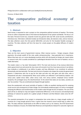 Comparative Political Economy of Taxation