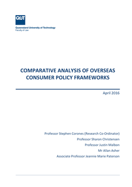 Comparative Analysis of Overseas Consumer Policy Frameworks