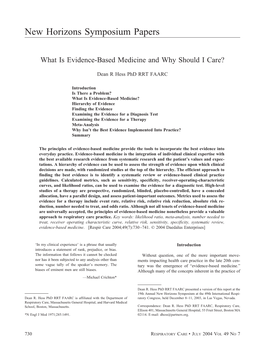 Evidence-Based Medicine and Why Should I Care?