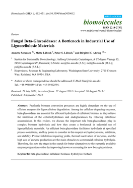 Fungal Beta-Glucosidases: a Bottleneck in Industrial Use of Lignocellulosic Materials