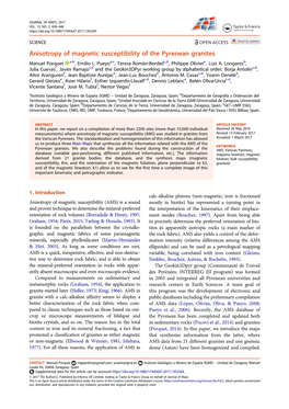 Anisotropy of Magnetic Susceptibility of the Pyrenean Granites Manuel Porquet A,B, Emilio L