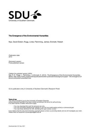 University of Southern Denmark the Emergence of the Environmental