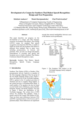 Development of a Corpus for Southern Thai Dialect Speech Recognition: Design and Text Preparation