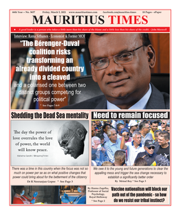 Mauritius Times Epaper 5 March 2021