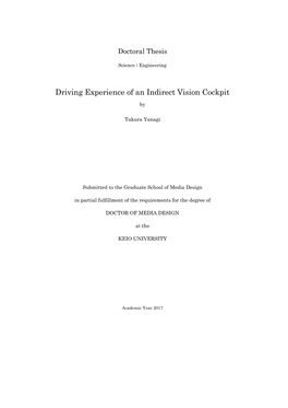 Driving Experience of an Indirect Vision Cockpit