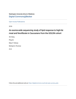 An Exome-Wide Sequencing Study of Lipid Response to High-Fat Meal and Fenofibrate in Caucasians from the GOLDN Cohort