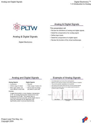 Analog and Digital Signals Digital Electronics TM 1.2 Introduction to Analog