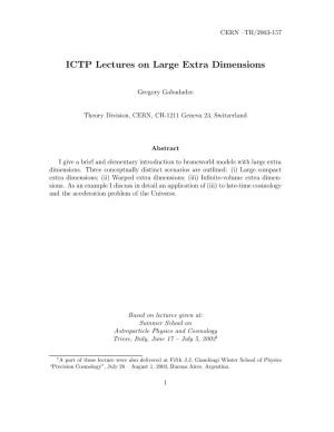 ICTP Lectures on Large Extra Dimensions