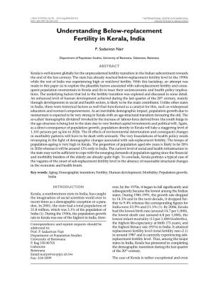 Understanding Below-Replacement Fertility in Kerala, India