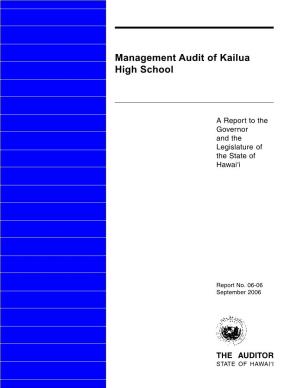 Management Audit of Kailua High School