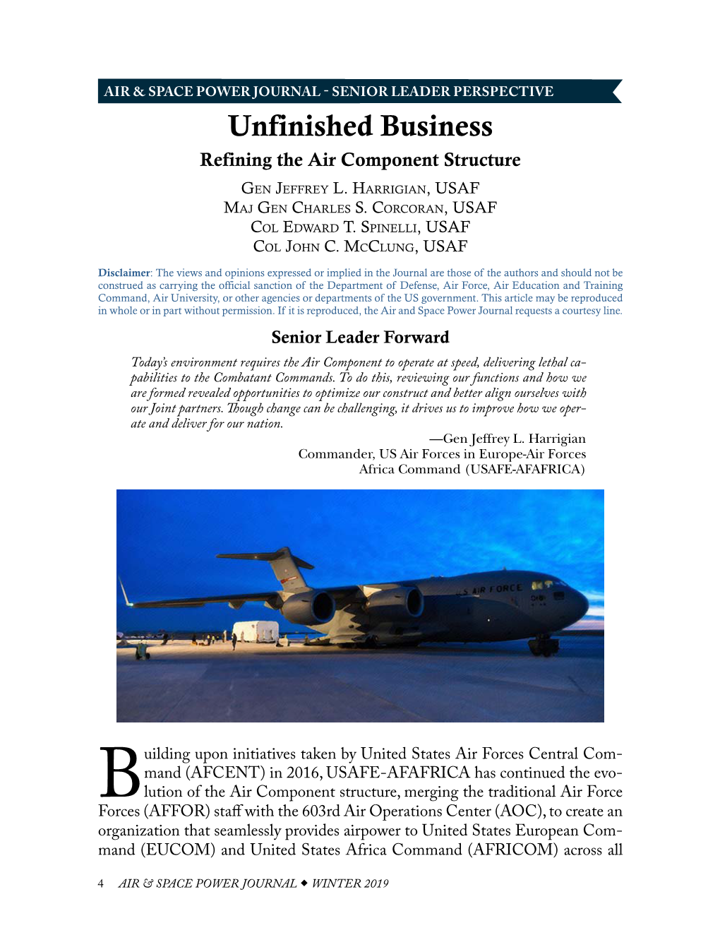 Unfinished Business Refining the Air Component Structure