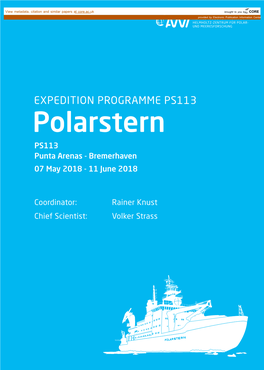 Polarstern PS113 Punta Arenas - Bremerhaven 07 May 2018 - 11 June 2018