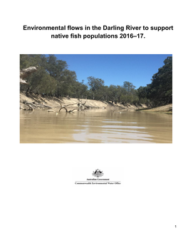Environmental Flows in the Darling River to Support Native Fish Populations 2016–17
