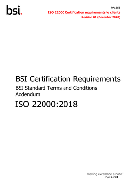 ISO 22000 Certification Requirements to Clients Revision 01 (December 2020)