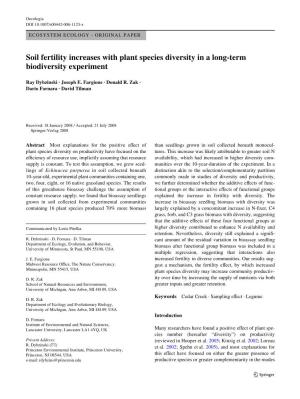 Soil Fertility Increases with Plant Species Diversity in a Long-Term Biodiversity Experiment