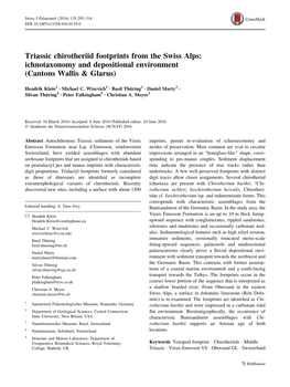 Triassic Chirotheriid Footprints from the Swiss Alps: Ichnotaxonomy and Depositional Environment (Cantons Wallis & Glarus)