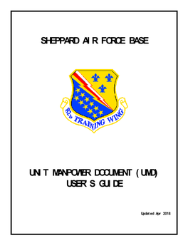 Sheppard Ai R Force Base Uni T Manpower Document ( Umd)