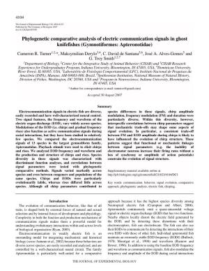Phylogenetic Comparative Analysis of Electric Communication Signals in Ghost Knifefishes (Gymnotiformes: Apteronotidae) Cameron R