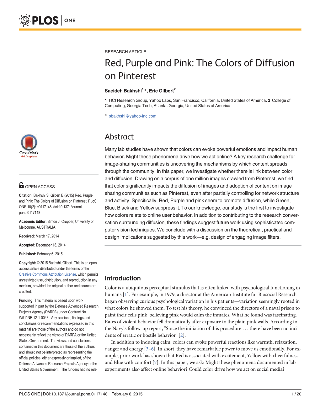 Red, Purple and Pink: the Colors of Diffusion on Pinterest