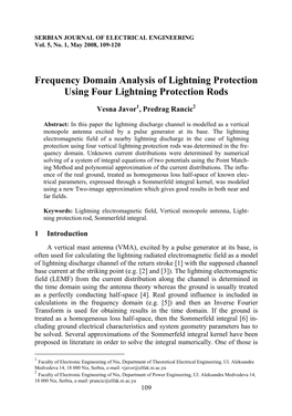 Frequency Domain Analysis of Lightning Protection Using Four Lightning Protection Rods