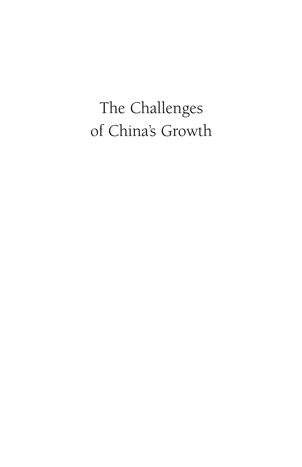 The Challenges of China's Growth