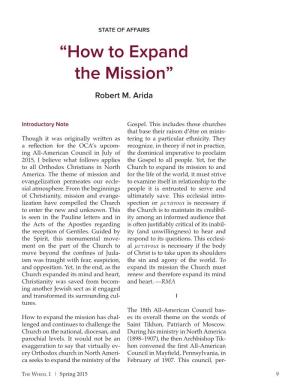 “How to Expand the Mission” Robert M