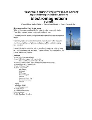 Electromagnetism Fall 2018 (Adapted from Student Guide for Electric Snap Circuits by Elenco Electronic Inc.)