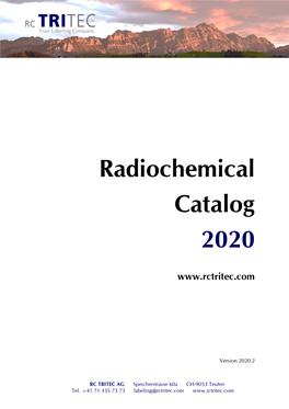 Radiochemical Catalog 2020