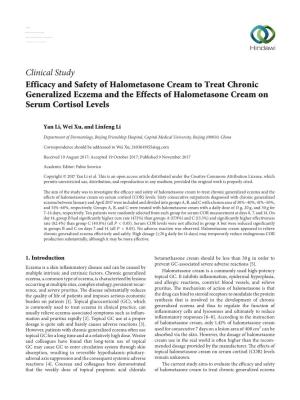 Efficacy and Safety of Halometasone Cream to Treat Chronic Generalized Eczema and the Effects of Halometasone Cream on Serum Cortisol Levels