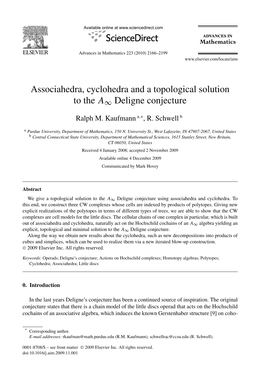 Associahedra, Cyclohedra and a Topological Solution to the A∞ Deligne Conjecture
